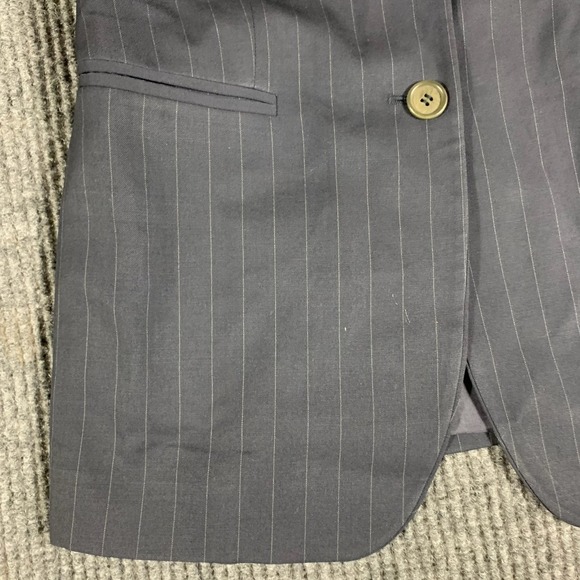 Giorgio Armani Blazer Womens 42 Blue Pin Striped Sports Coat Luxury Italy Wool - Picture 7 of 12